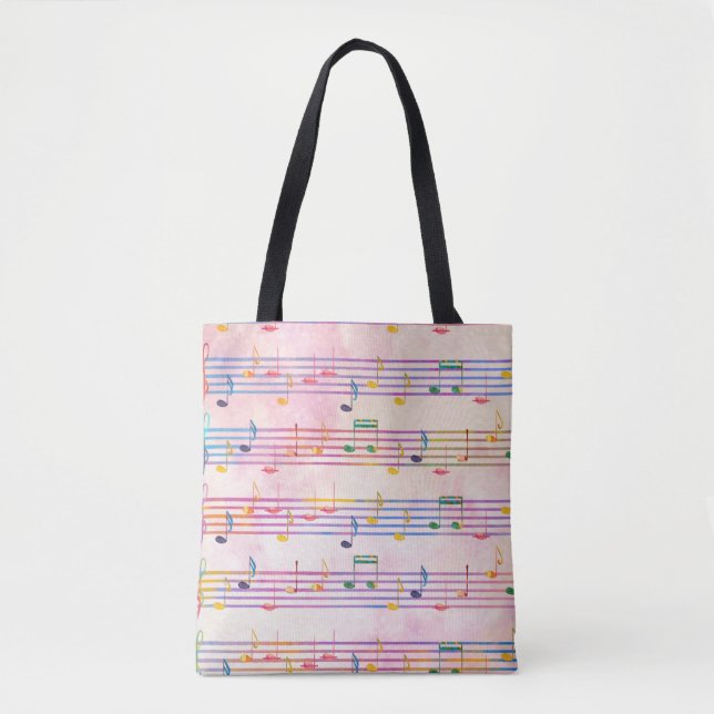 colourful music note treble clef musician musical tote bag (Front)