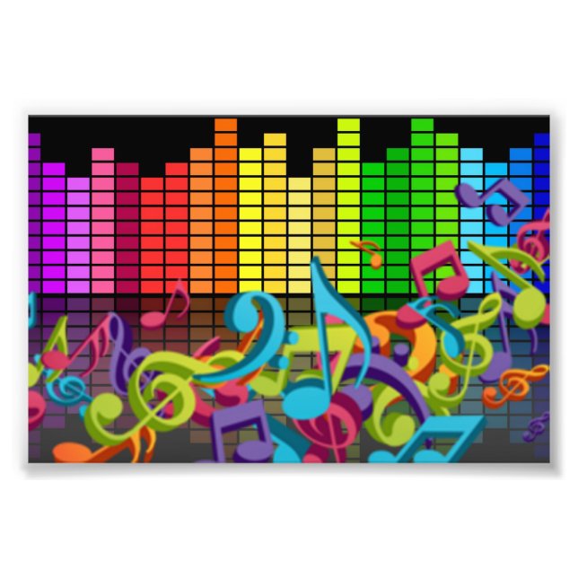 colourful music notes equalizer sounds photo print (Front)