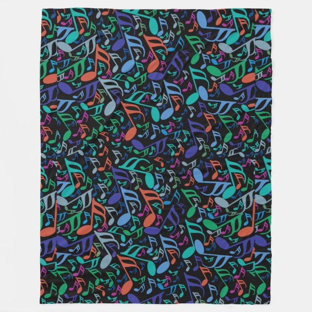 Colourful Music Notes Fleece Blanket (Front)