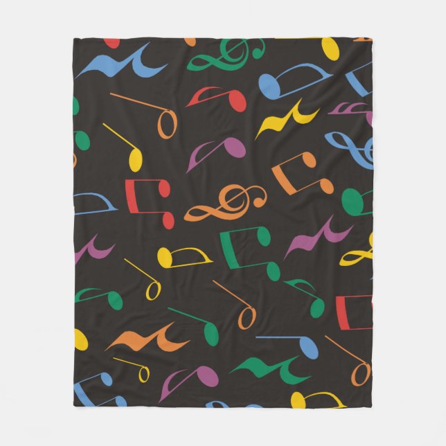 Colourful Music Notes Fleece Blanket (Front)