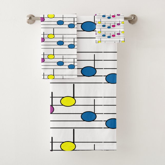Colourful Music Notes Musical Pattern Bath Towel Set (Insitu)