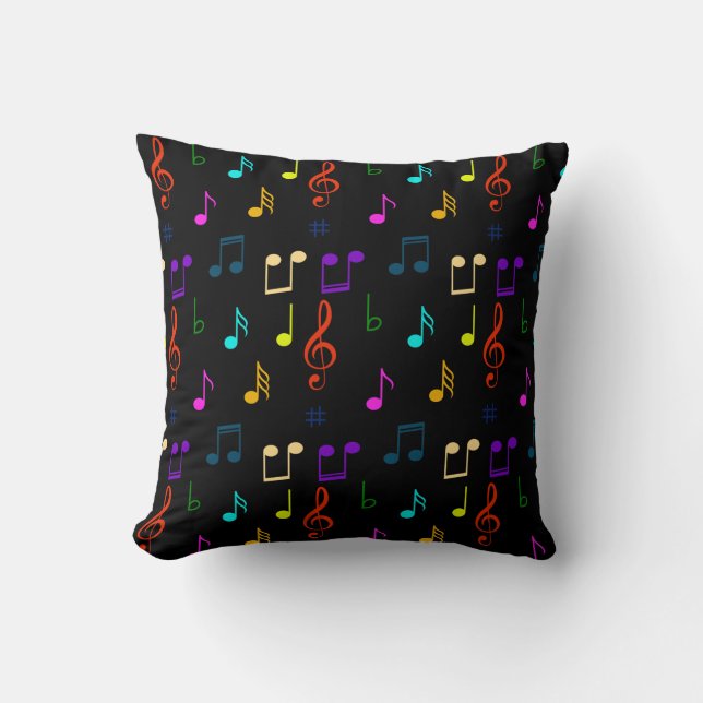 Colourful Music Notes Musician Musical Note Art Cushion (Front)