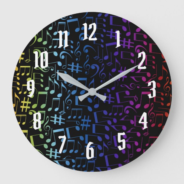 Colourful Music Notes Musicians Music Lovers  Large Clock (Front)