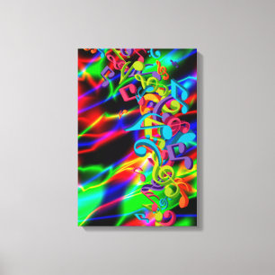 colourful music notes neon bright background colou canvas print
