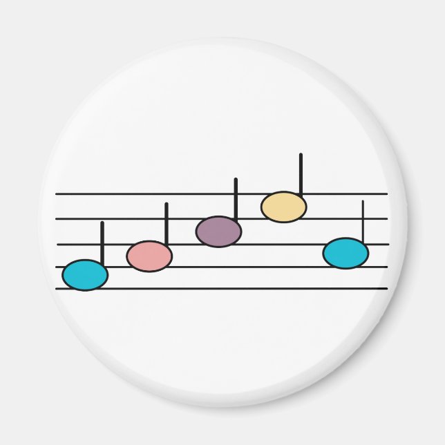 Colourful Music Notes Pastel Pattern Magnet (Front)