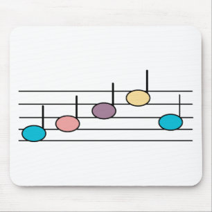Colourful Music Notes Pastel Pattern Mouse Pad