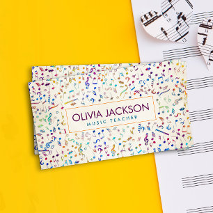 Colourful Music Notes pattern Business Card