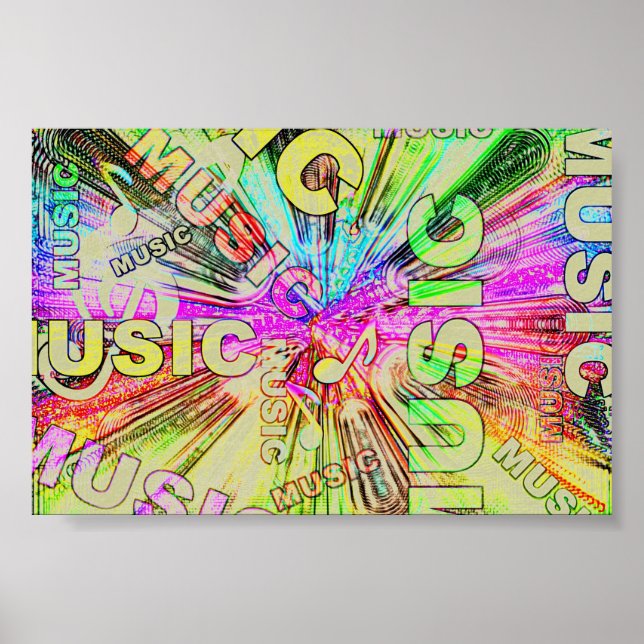 Colourful Music Notes Poster (Front)