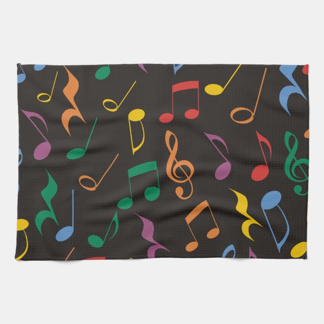 Colourful Music Notes Tea Towel (Horizontal)