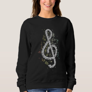 Colourful Music Notes Treble Clef Keyboards Piano Sweatshirt