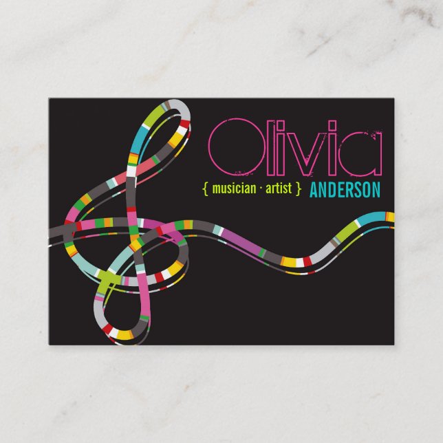Colourful Music Notes Treble String Artist Art Business Card (Front)