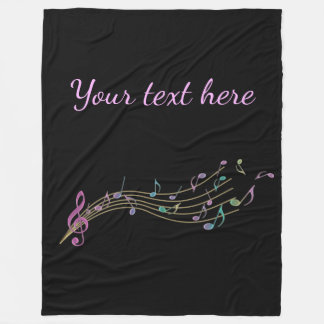 Colourful Music Notes With Customisable Text Fleece Blanket