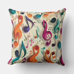 Colourful Music Pattern Cushion