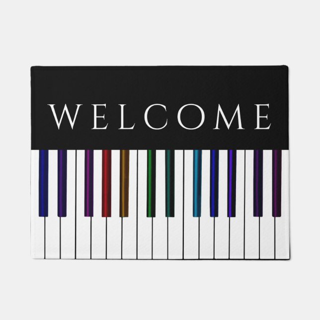 Colourful Music Piano Keys Festive Welcome Doormat (Front)