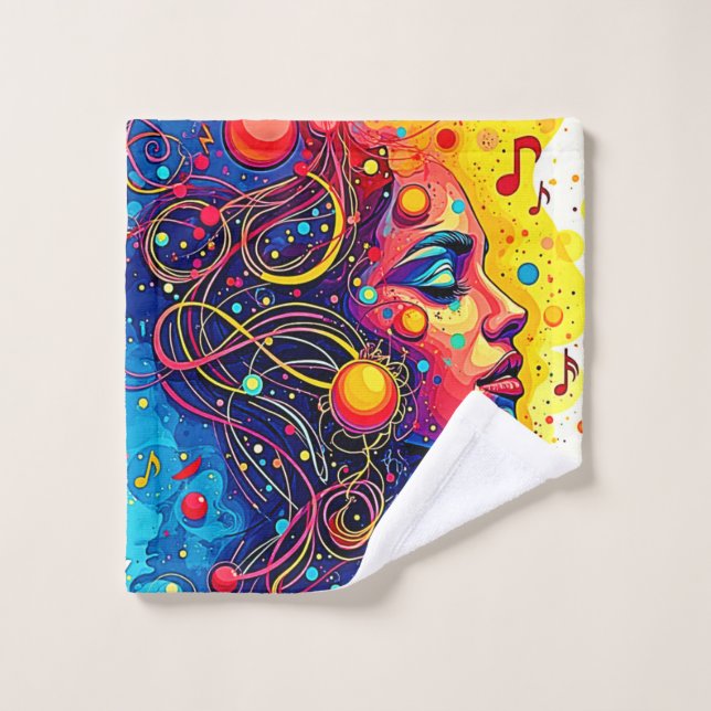 Colourful Music Soul Bath Towel Set (Wash Cloth)