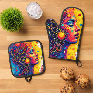 Colourful Music Soul Oven Mitt & Pot Holder Set