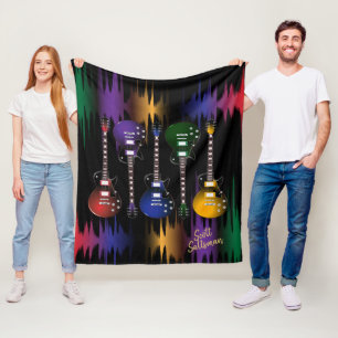 Colourful Music Sound and Guitars Fleece Blanket