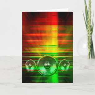 Colourful music speakers greeting card