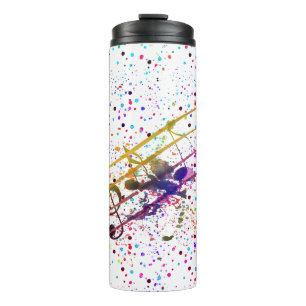 Colourful music splatter thermal tumbler