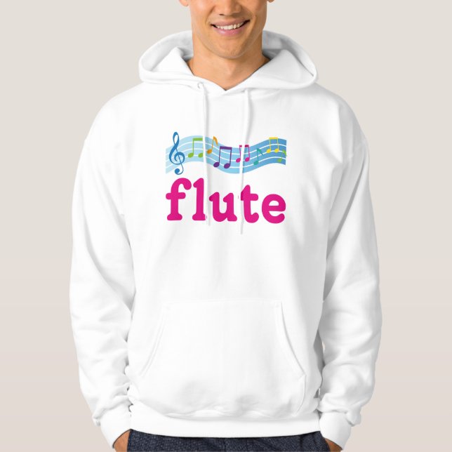 Colourful Music Staff Flute Design Gift Hoodie (Front)