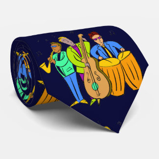Colourful Music Trio Sax Base Drums Tie