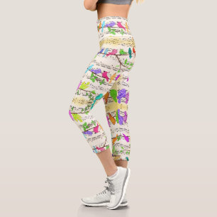 Colourful Musical Birds Capri Leggings Spring