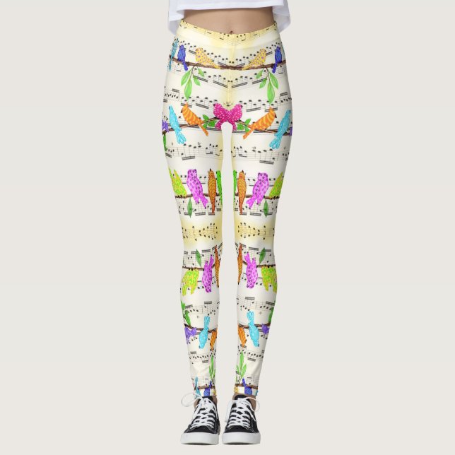 Colourful Musical Birds Leggings Spring (Front)