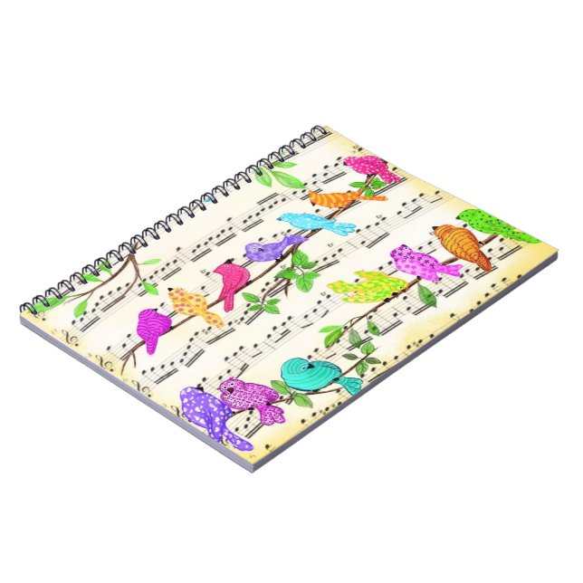 Colourful Musical Birds Notebook (Left Side)