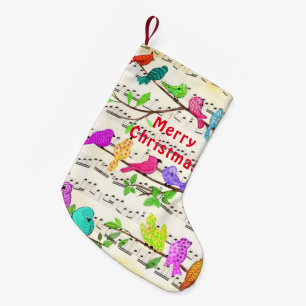 Colourful Musical Birds Symphony - Christmas Song Small Christmas Stocking