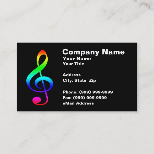 Colourful Musical Clef Symbol Business Card (Front)