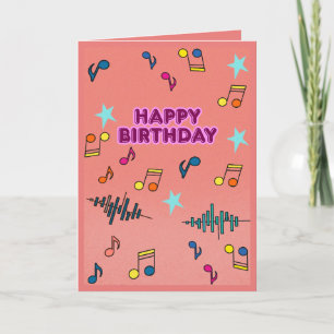 Colourful Musical Happy Birthday Greeting Card