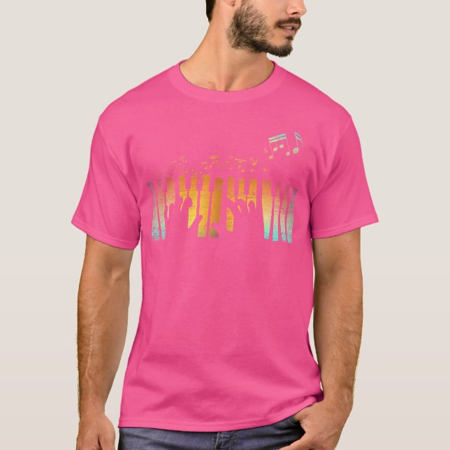 Colourful Musical Instrument Pianist Keyboard Musi T-Shirt (Front)