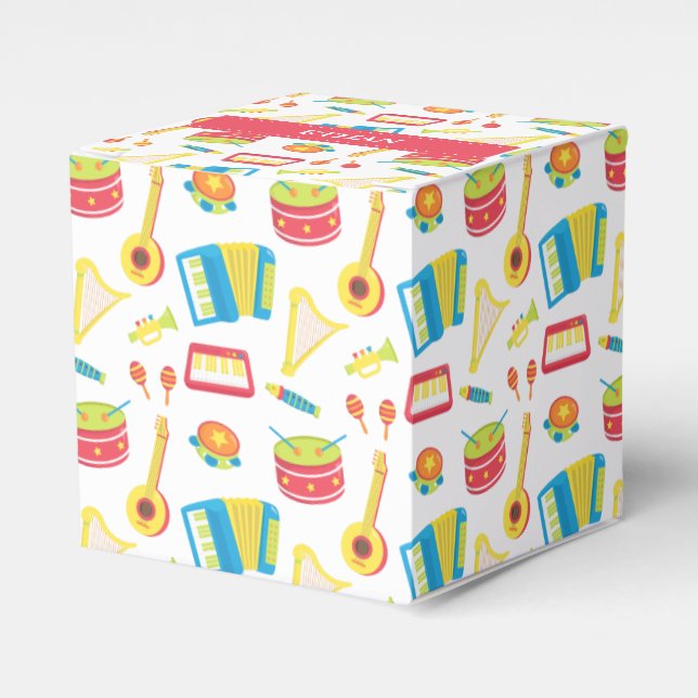 Colourful Musical Instruments Pattern For Kids Favour Box (Front Side)
