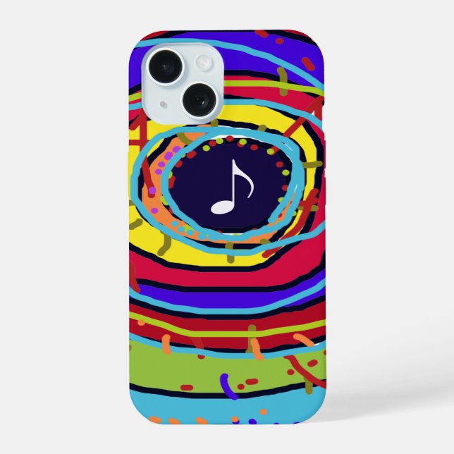 Colourful musical note iPhone 15 case (Back)