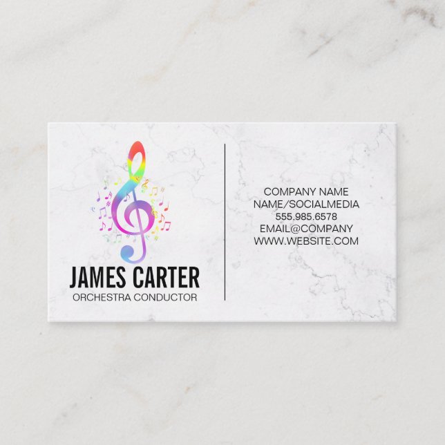 Colourful Musical Note | Orchestra Conductor Business Card (Front)