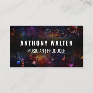 Colourful Musical Notes Background Business Card