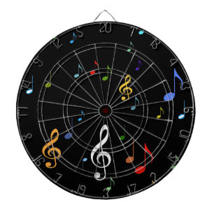 colourful musical notes dartboard