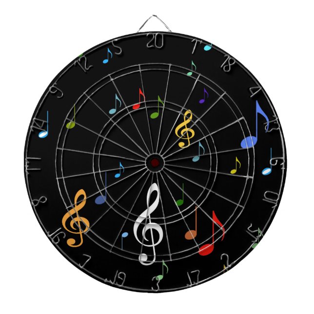 colourful musical notes dartboard (Front)