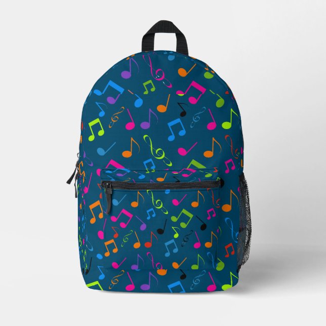 Colourful Musical Notes Design Back Pack (Front)