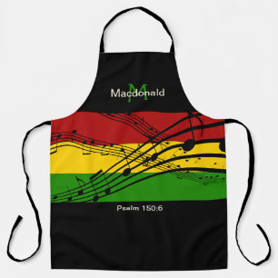 Colourful Musical Notes   Monogram Personalised Apron