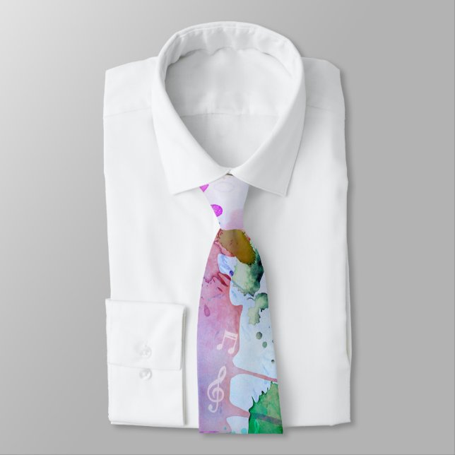 Colourful Musical Notes Music Design Necktie (Tied)