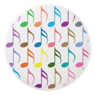 Colourful musical notes pattern ceramic knob
