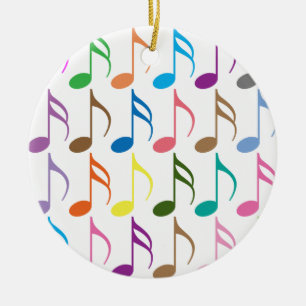 Colourful musical notes pattern ceramic tree decoration