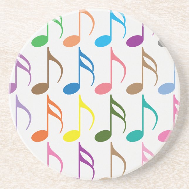 Colourful musical notes pattern coaster (Front)