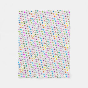 Colourful musical notes pattern fleece blanket