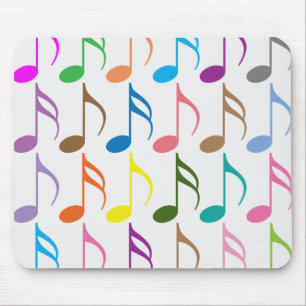 Colourful musical notes pattern mouse pad