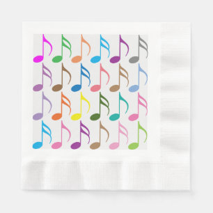 Colourful musical notes pattern napkin