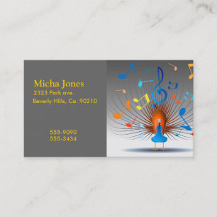 Colourful Musical Notes Peacock Business Card