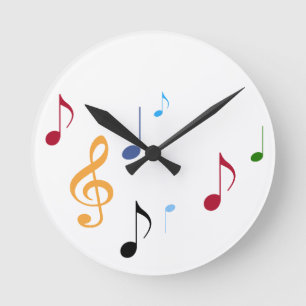 colourful musical notes round clock