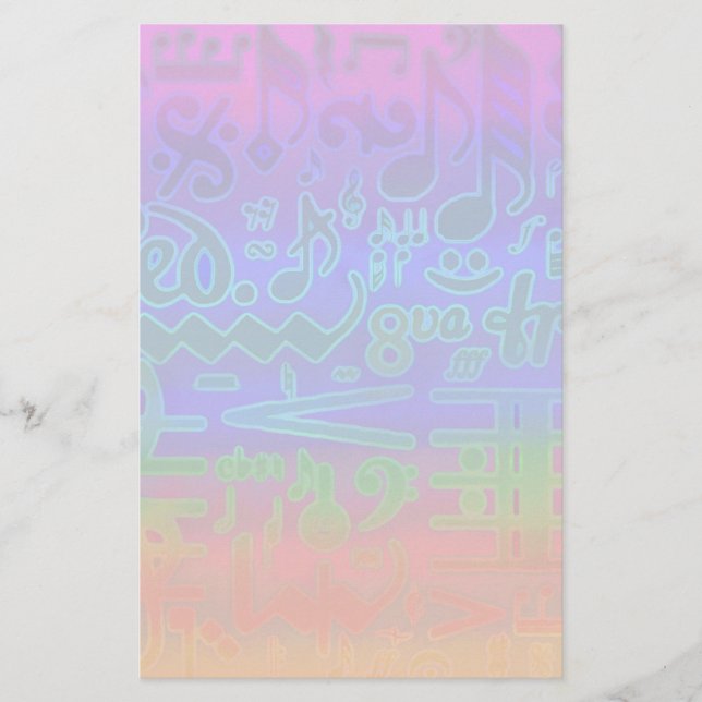 Colourful Musical Symbols Stationery (Front)